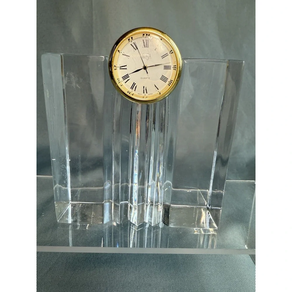 Mikasa Vintage Crystal Clock  Austria Crystal Made in Germany Sleek‎ Classic